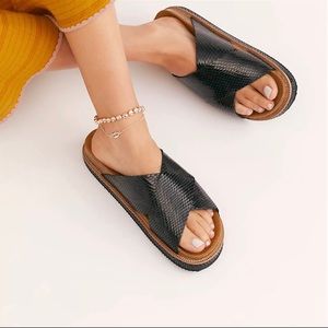 Free People Sidelines Footbed Black Sandals